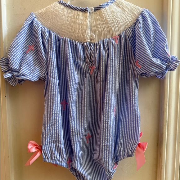 New Smocked He Is Risen Easter Bubble Romper - Picture 9 of 10